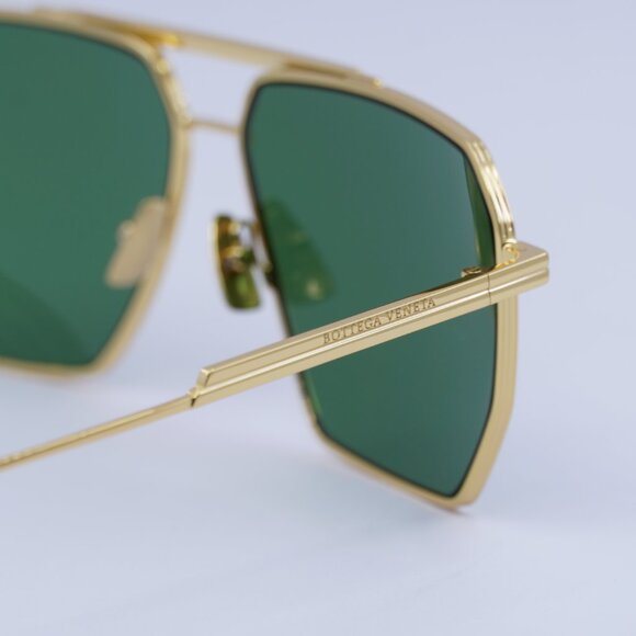 Bottega Veneta BV1012S 004 Sunglasses Gold Aviator Frame, Green Lenses - Picture 6 of 14